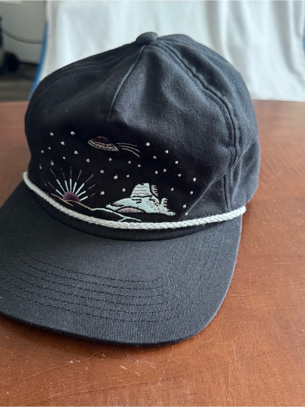 Howler Brothers Black Cap UFO Space Rope Hat Snap Back